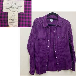 LEVI’S Gingham Plaid Pearl Snap Button Shirt